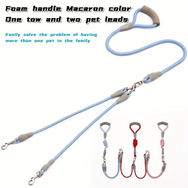 Foam Handle Dog Walking Double Head Rope Couple Pet Leash