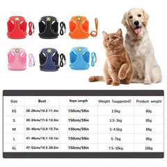 Reflective Pet Harness and Leash Set for Dogs and Cats - Breathable Mesh