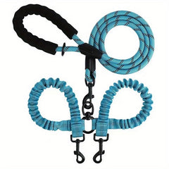 Double Dog Leash Reflective Bungee Training Leash for Two Dogs