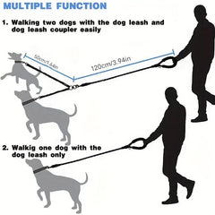 Double Dog Leash Reflective Bungee Training Leash for Two Dogs