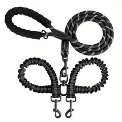 Double Dog Leash Reflective Bungee Training Leash for Two Dogs