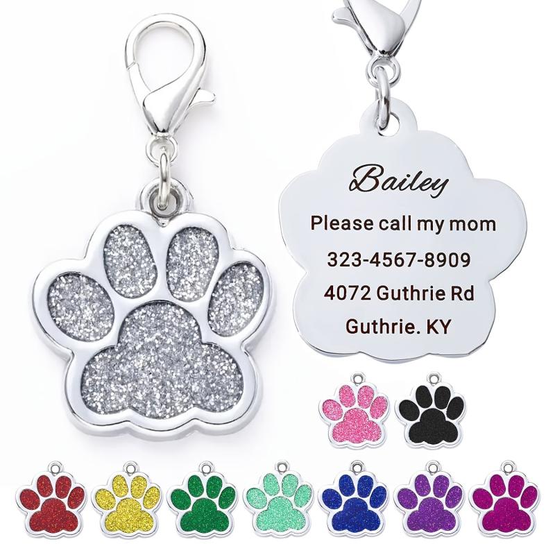 Custom Engraved Paw Print Pet ID Tag
