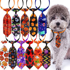 10pcs Halloween Pet Neckties Pumpkin Skull Dog Neckties Holidays Dog Grooming