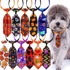 10pcs Halloween Pet Neckties Pumpkin Skull Dog Neckties Holidays Dog Grooming