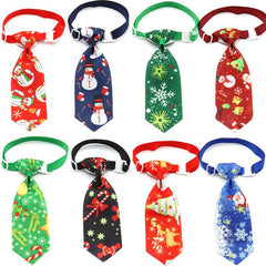 10pcs Xmas Pet Collar Dog Bow Tie Snowman Neckties