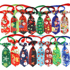 10pcs Xmas Pet Collar Dog Bow Tie Snowman Neckties