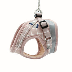 Adjustable Plaid Pattern Dog Harness Vest Set