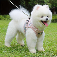 Adjustable Plaid Pattern Dog Harness Vest Set