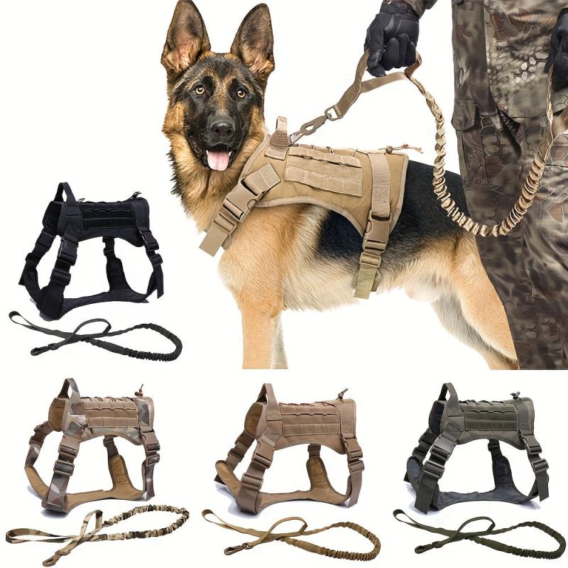Tactical Dog Harness & Leash Set Adjustable Training Vest