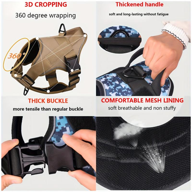 No Pull Military Dog Vest Reflective Service Dog Harness for Large Dogs Training