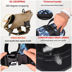 No Pull Military Dog Vest Reflective Service Dog Harness for Large Dogs Training