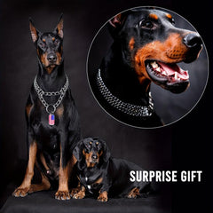 Stainless Steel Cuban Link Dog Collar Chew Proof Double Row Chain for Dogs