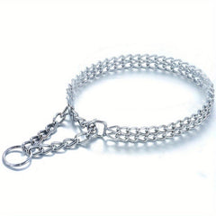 Stainless Steel Cuban Link Dog Collar Chew Proof Double Row Chain for Dogs