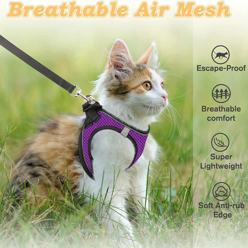 Escape Proof Cat Harness Leash Reflective Kitten Vest for Walking