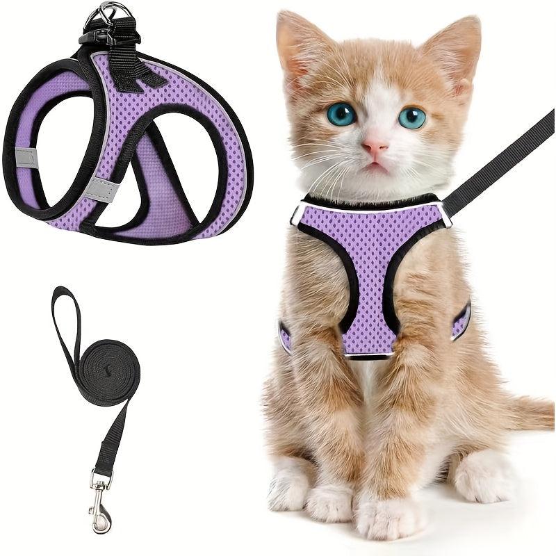 Escape Proof Cat Harness Leash Reflective Kitten Vest for Walking