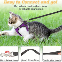 Escape Proof Cat Harness Leash Reflective Kitten Vest for Walking