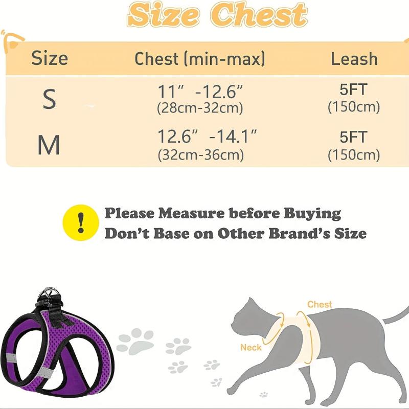 Escape Proof Cat Harness Leash Reflective Kitten Vest for Walking