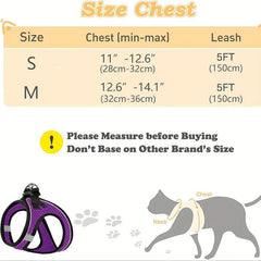 Escape Proof Cat Harness Leash Reflective Kitten Vest for Walking