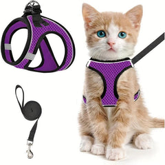 Escape Proof Cat Harness Leash Reflective Kitten Vest for Walking