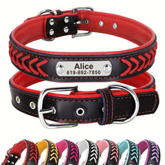 Personalized Leather Dog Collar with Engraved Nameplate