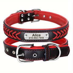 Personalized Leather Dog Collar with Engraved Nameplate
