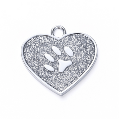 Custom Engraved Heart Dog Tags Personalized Glitter Paw Pet Tag