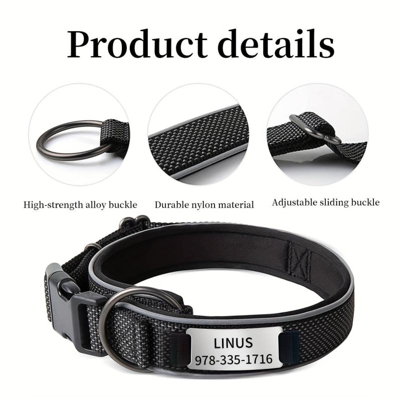 Personalized Nylon Dog Collar with Engraved Nameplate