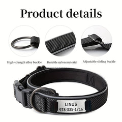 Personalized Nylon Dog Collar with Engraved Nameplate
