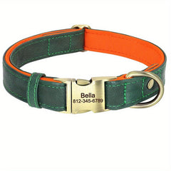 Custom Soft Leather Dog Collar with Metal Buckle for Small and Medium Dogs
