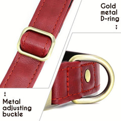 Custom Soft Leather Dog Collar with Metal Buckle for Small and Medium Dogs