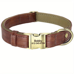 Custom Soft Leather Dog Collar with Metal Buckle for Small and Medium Dogs