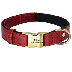 Custom Soft Leather Dog Collar with Metal Buckle for Small and Medium Dogs