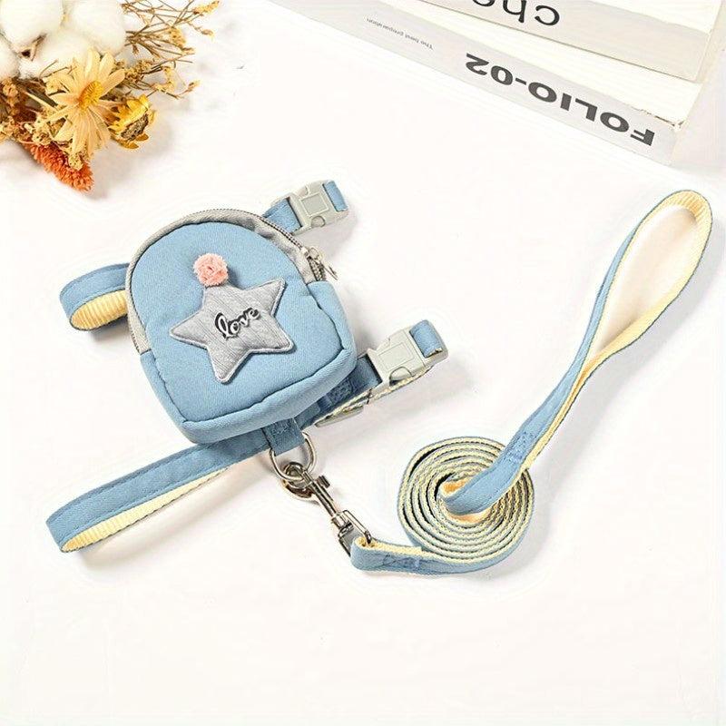Adjustable Dog Harness Leash Set with Backpack for Puppy