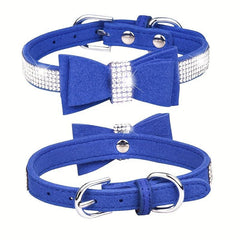Rhinestone Dog Collar with Double Layer Bow for Small Medium Large Dogs
