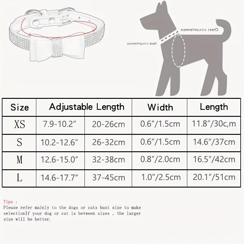 Rhinestone Dog Collar with Double Layer Bow for Small Medium Large Dogs