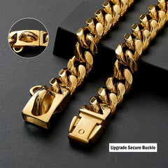 Waterproof Cuban Link Dog Collar Stainless Steel Buckle for Large Breeds