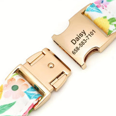 Personalized Dog Collar with Flower & Bee for Small & Large Dogs