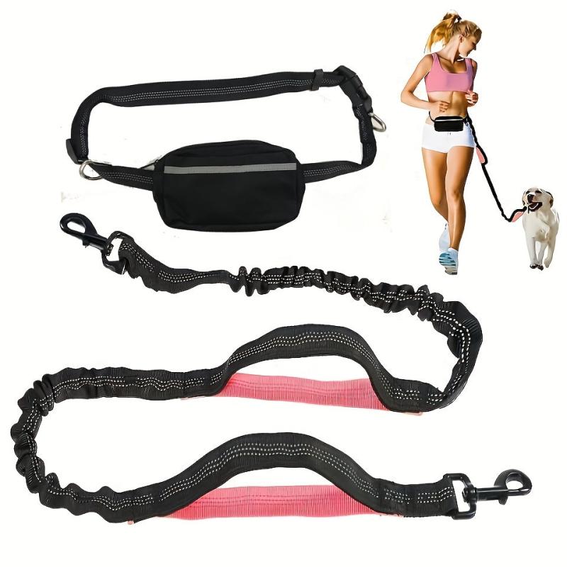 Reflective Bungee Dog Leash with Waist Bag