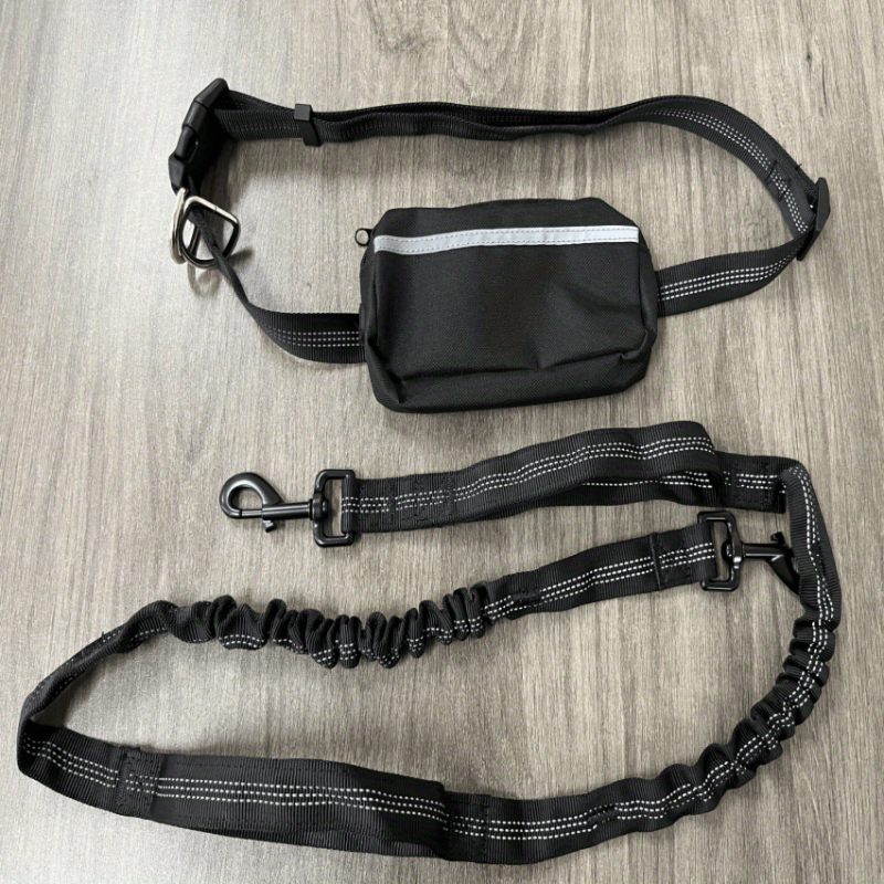 Reflective Bungee Dog Leash with Waist Bag