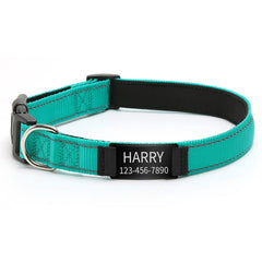 Custom Reflective Dog Collars with Engraved ID Nameplate