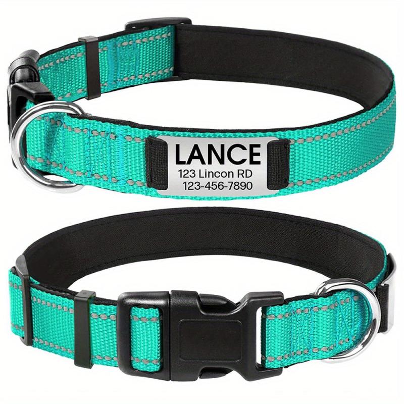 Personalized Reflective Dog Collar with Name Plate