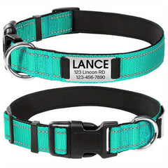 Personalized Reflective Dog Collar with Name Plate