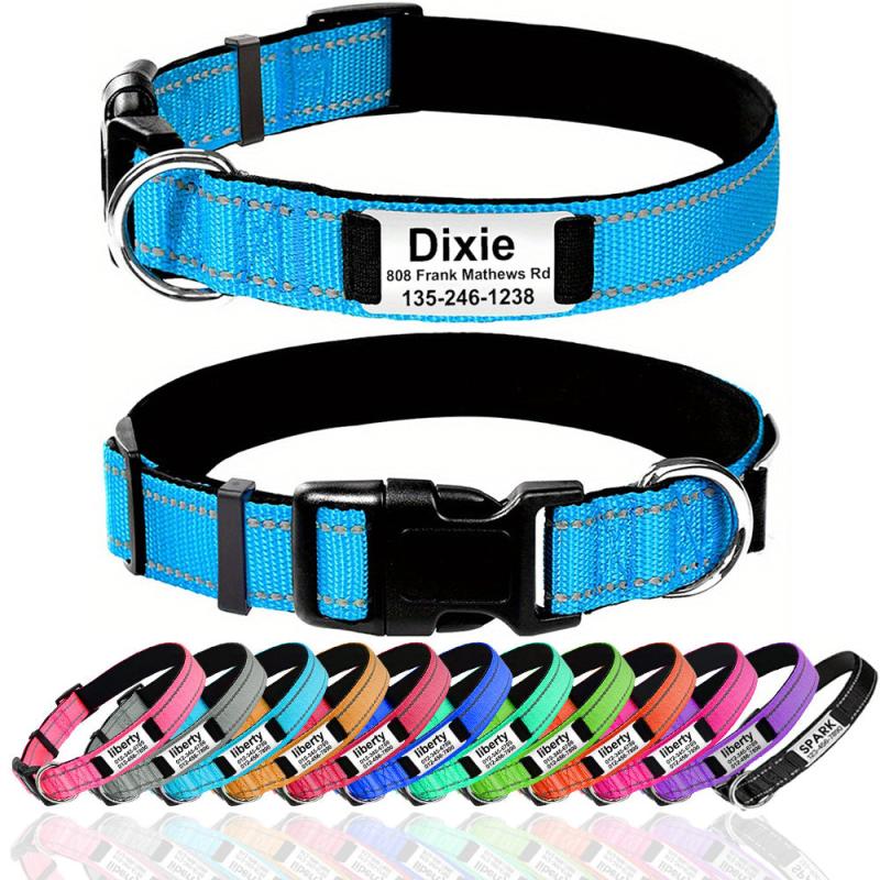 Personalized Reflective Dog Collar with Name Plate