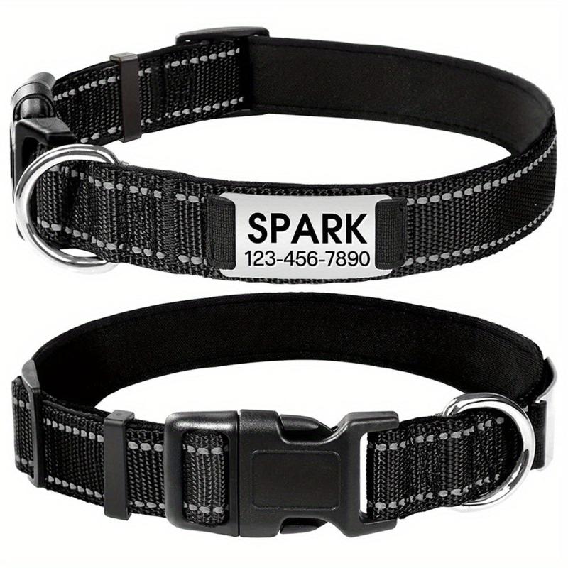 Personalized Reflective Dog Collar with Name Plate