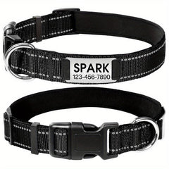 Personalized Reflective Dog Collar with Name Plate