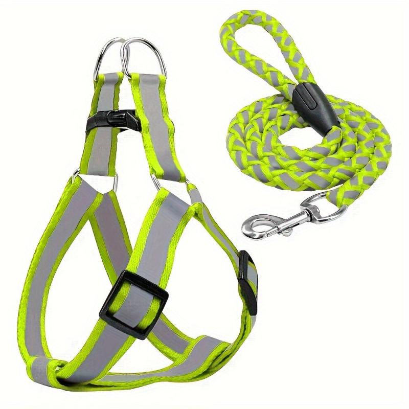 Reflective Nylon Dog Harness & Leash Set for Small Medium Dogs