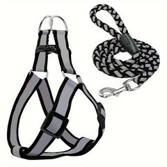Reflective Nylon Dog Harness & Leash Set for Small Medium Dogs