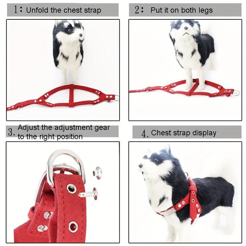Rhinestone Dog Harness Pet Chest Harness For Small & Medium Dogs