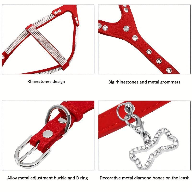 Rhinestone Dog Harness Pet Chest Harness For Small & Medium Dogs