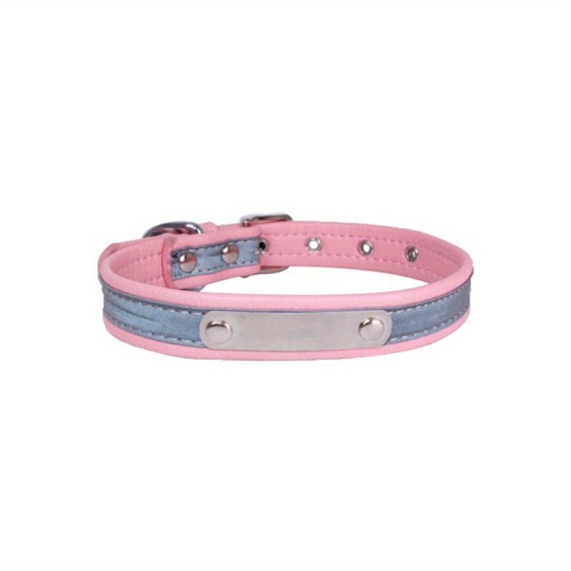 Reflective Leather Dog Collar with Personalization